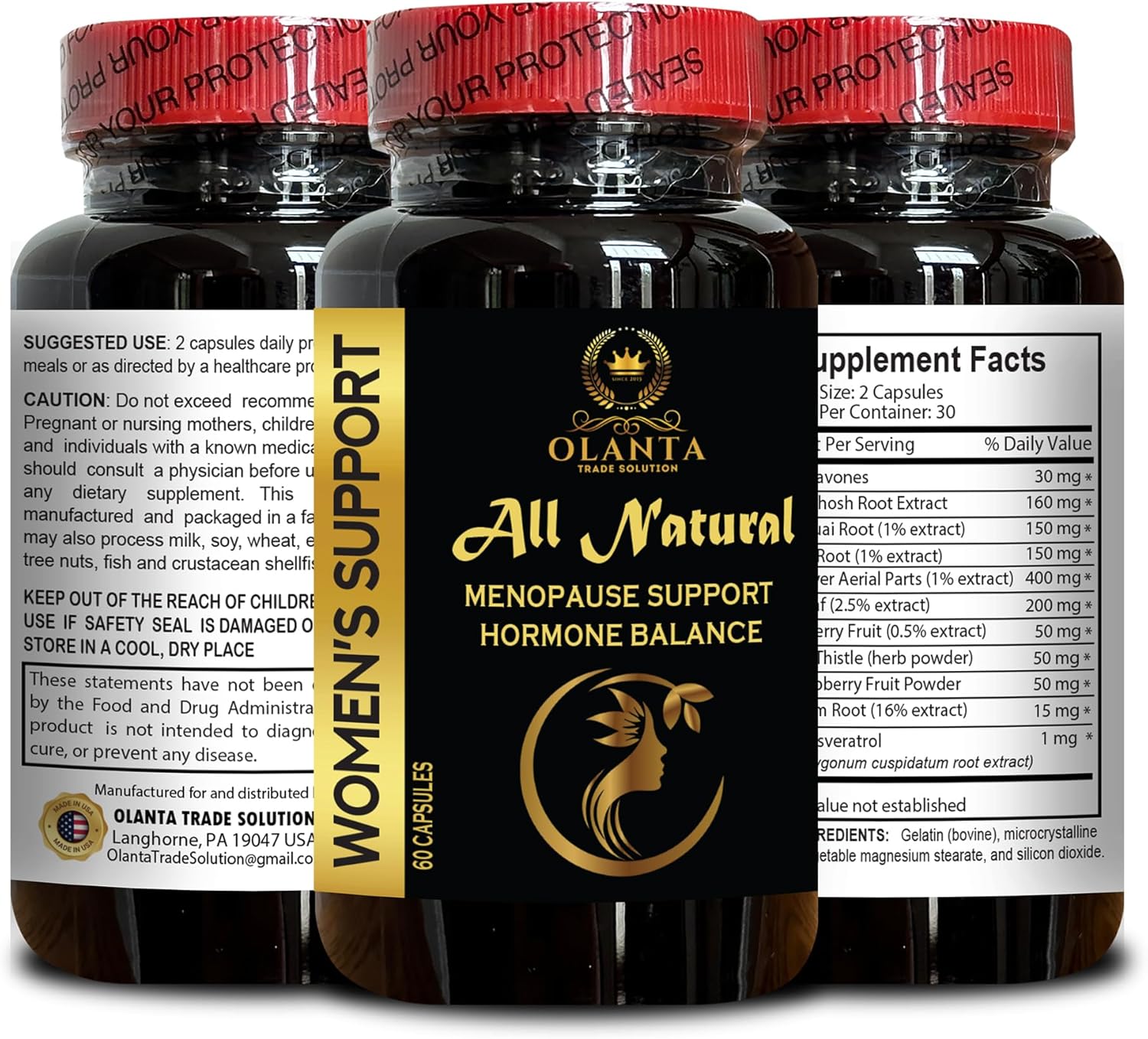 Women's Support - Hot Flashes, Night Sweats | chasteberry Dong quai Supplement for Women | Metabolism Support | Menopause Supplements - 2 Bottles 120 Capsules - Image 4