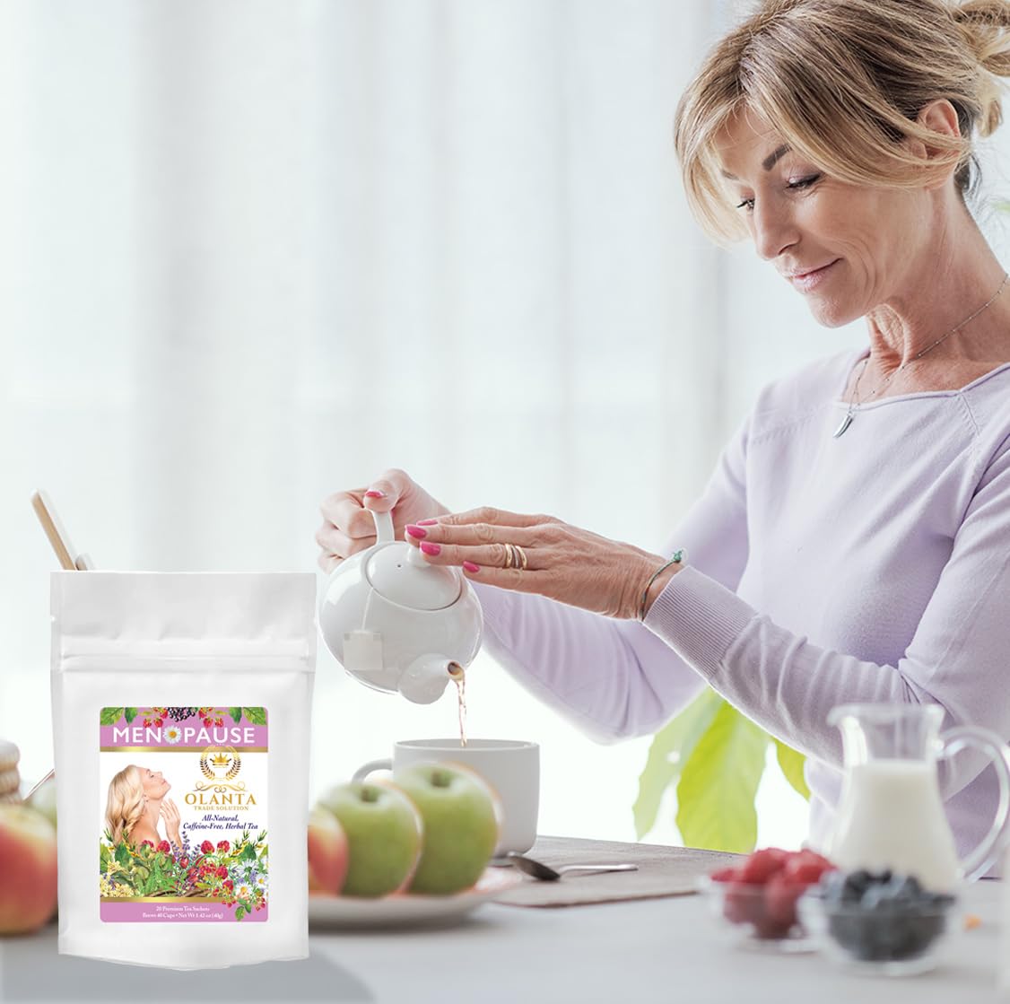 PREMIUM MENOPAUSE RELIEF TEA - Menopause Relief Tea, Natural Comfort for Hot Flashes & Night Sweats, Menopause Soothing Blend - 20 Premium Tea Sachets - Image 6