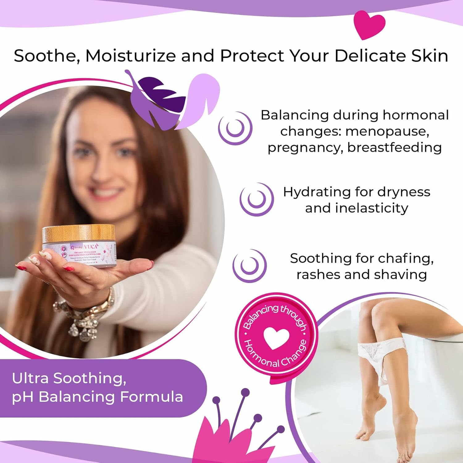 Vulva Balm (2 pcs Bundle: 2 + 0.5 oz); Vulva Cream; Intimate Vulva Moisturizer for Women + Natural Yoni Vulva Oil for Women PH Balance & Dryness (1 fl oz) Sensitive Skin Herbal Moisturizer - Image 4