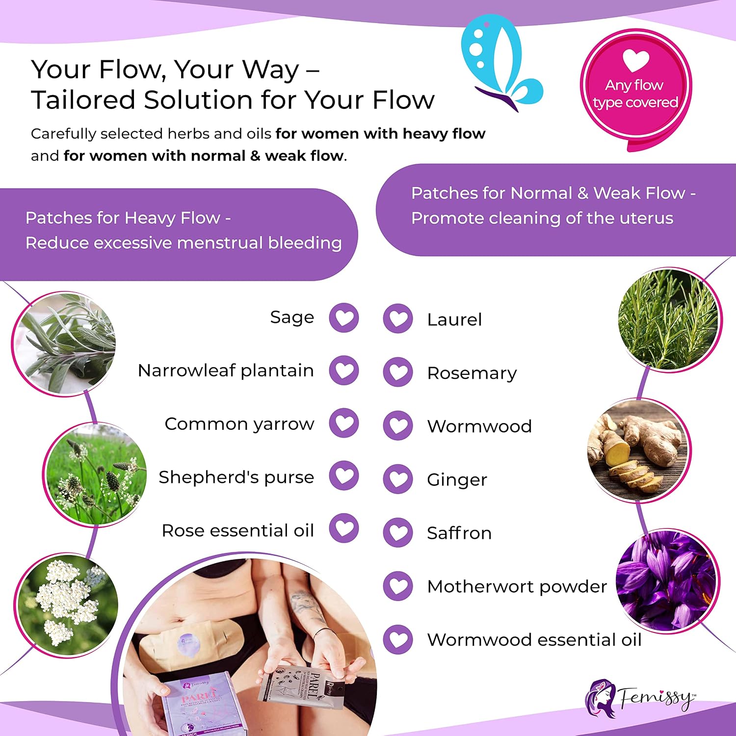 Vulva Balm (2 oz); Vulva Cream; Intimate Vulva Moisturizer for Women, Feminine Relief Care Balm + Heat Patches for Menstrual Cramps based on Flow Strength, 10 Patches for Heavy Flow with Herbs & Oils - Image 7