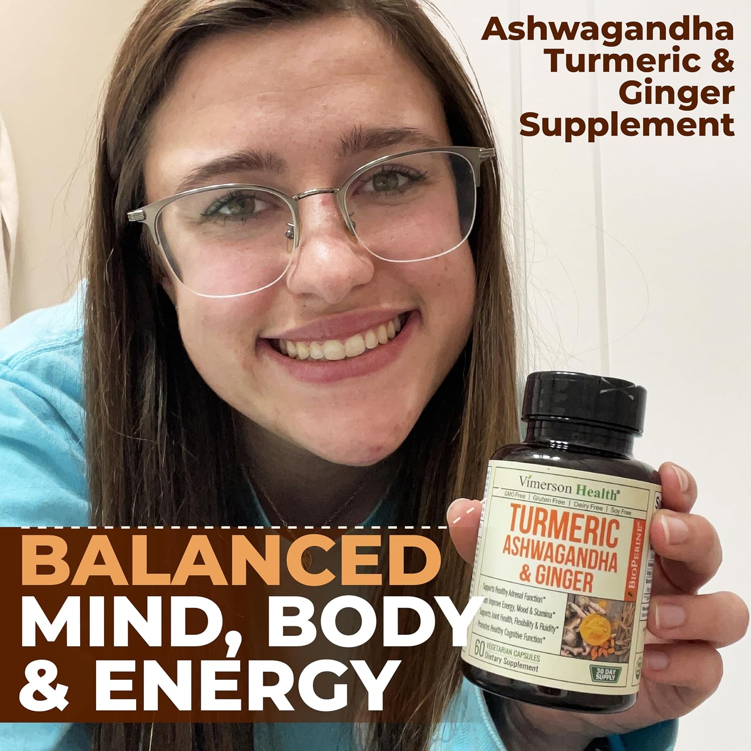Ashwagandha Capsules for Energy, Mood and Joint Health – All-in-One Formula with Ashwagandha, Turmeric, Ginger Root & Black Pepper for Enhanced Absorption– Ashwagandha for Women & Men – 2 Pack - Image 6