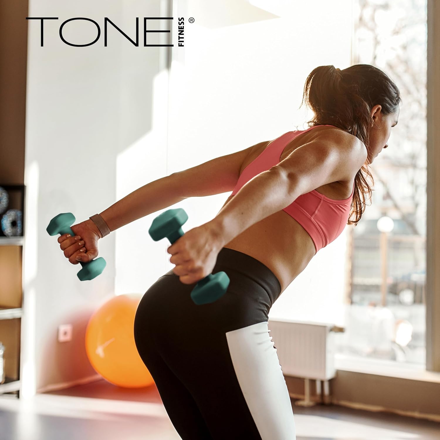 Tone Fitness Neoprene Dumbbell Weight Pairs with Anti-Roll Square Head | Multiple Options - Image 6