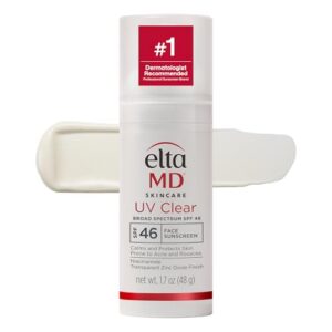Bundle of EltaMD UV Clear SPF 46 Face Sunscreen 1.7oz Oil-free, Acne-Prone Skin) + EltaMD UV Stick SPF 50+ 1.3oz Mineral Sunscreen for Face/Body, Kids & Adults, Sensitive Skin)