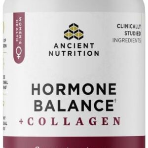 Ancient Nutrition Hormone Balance + Collagen Supplement, Hydrolyzed Collagen Peptides, Key Clinically Validated Ingredient to Support Balanced Hormones and Boost Energy, 60 Capsules