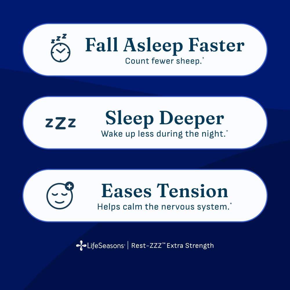 Rest-ZZZ Extra Strength - Sleep Support Supplement - Fall Asleep & Stay Asleep - Calms Nervous System - Naturally Ease Muscle Tension & Restlessness - Low Dose Melatonin GABA & Chamomile - 60 Capsules - Image 2