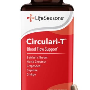 LifeSeasons Circulari-T - Blood Circulation Supplement - Supports Artery, Capillary & Vein Health - Butcher’s Broom, Ginkgo, Cayenne, Grape Seed & Horse Chestnut - 90 Capsules