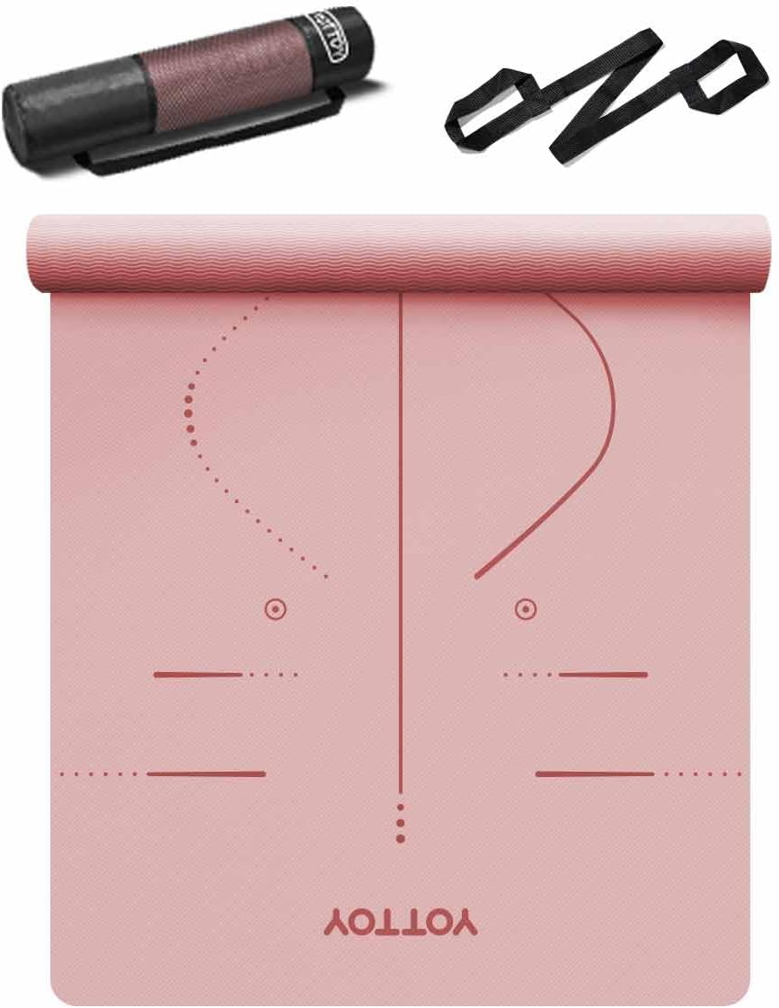 YOTTOY Yoga Mat, 72"x 32"x1/3" Extra Wide Non-Slip Exercise Fitness Yoga Mats,Eco-Friendly TPE Exercise Mats for Women Men Home Workout with Strap Bag