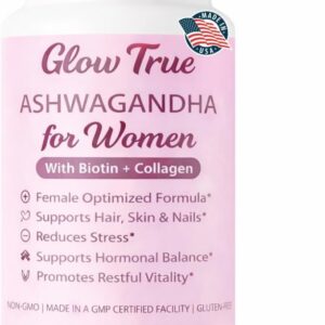 Ashwagandha for Women with Biotin & Collagen – 500mg Female-Optimized Stress & Hormone Support, Hair Skin & Nails – Non-GMO, Gluten-Free Capsules, 60 Count - 2-Month Supply