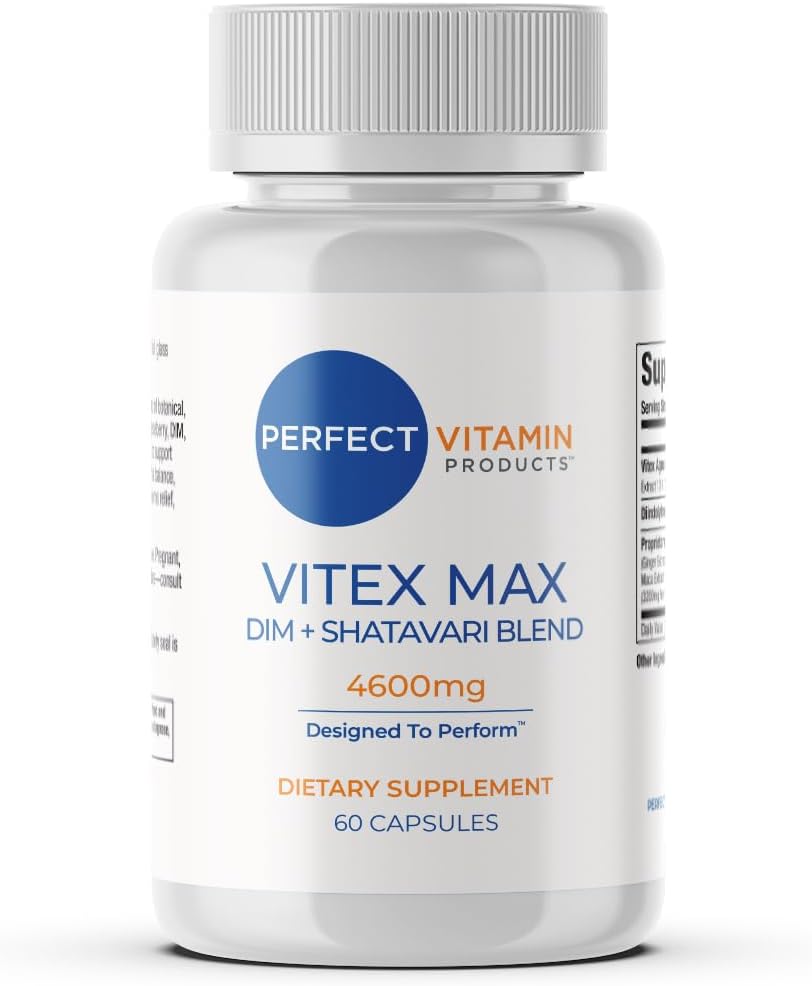 Vitex Max DIM + Shatavari – Hormone Balance & Menopause Support for Women – Vegan Blend with Adaptogens for Mood, Cycle & Stress Relief – 4600mg - 60 Capsules