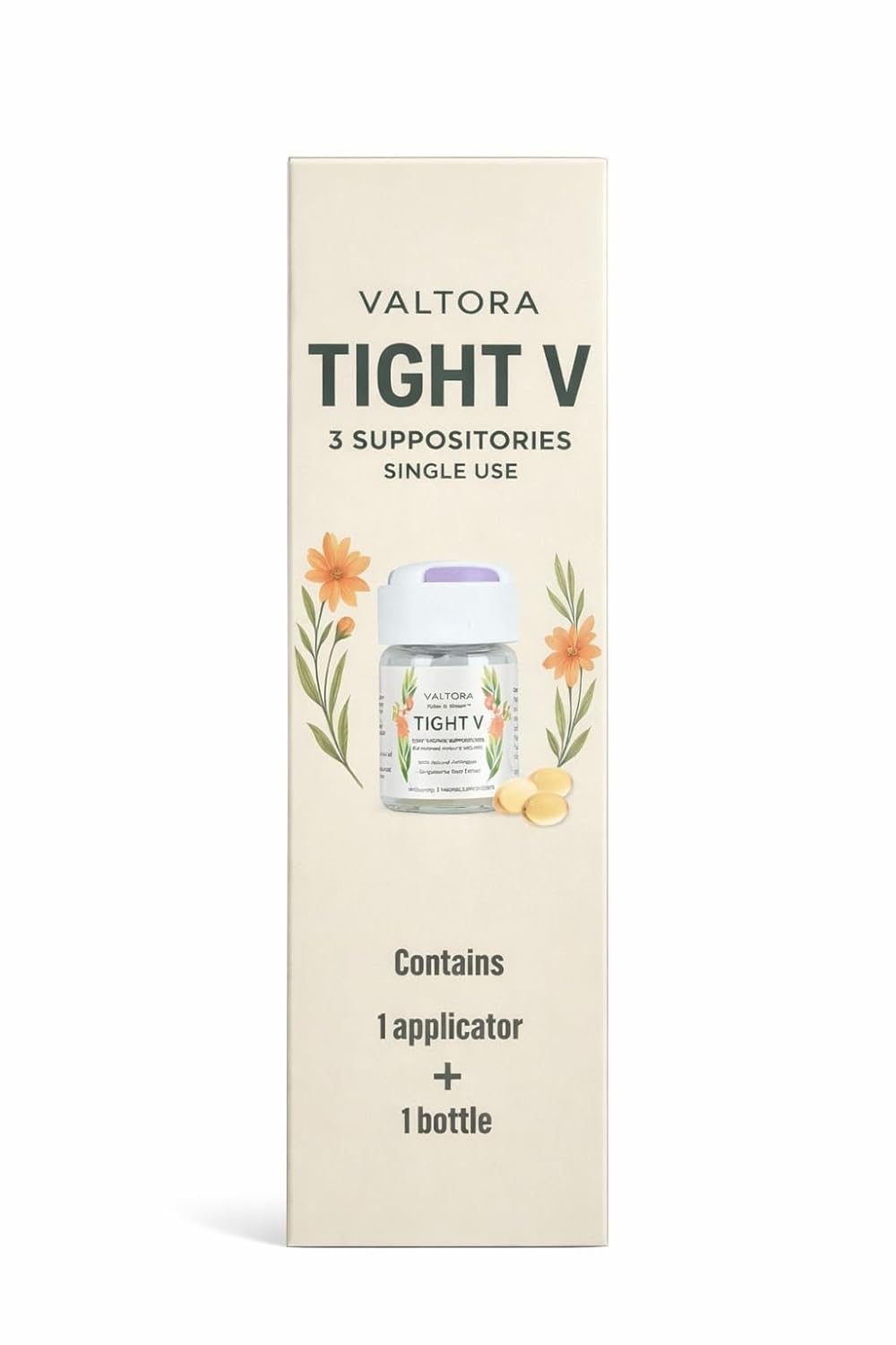 Tight V Plant-Based Feminine Wellness Suppositories, pH-Friendly Intimate Care, Refresh & Cleanse, 3-Day Support