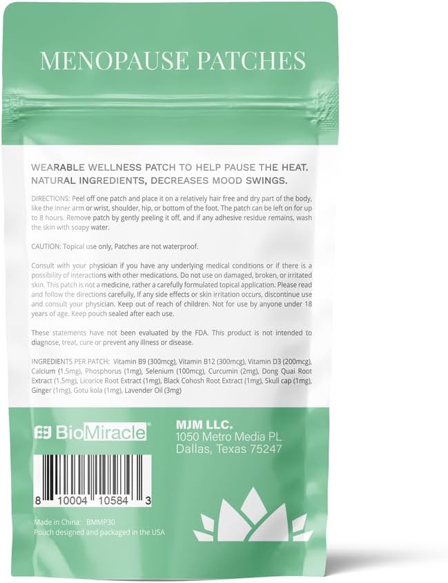BioMiracle 30 Natural Rellief Menopause Patches Lavender, Ginger, and Herbs Promote Calm Relief, Vegan + Cruelty Free (Single) - Image 2
