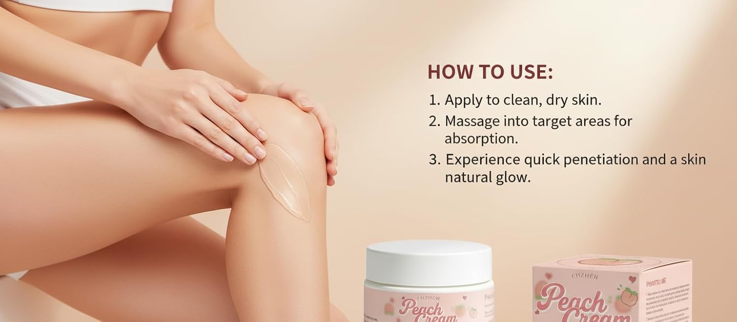 Peach Firming Body Cream - Skin Tightening Lotion Support for Sagging Skin & Cellulite Appearance, Hydrating, Fast-Absorbing Formula, for Legs, Thighs, Hips, Arms, Belly & Butt, 2 fl oz - Image 6