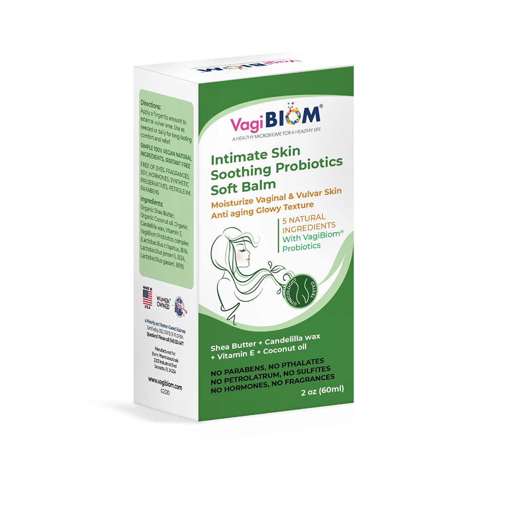 Intimate Skin Soothing Probiotics Soft Balm SheaButter with VagiBiom Lactobacillus crispatus for Skin Care. 100% NATURAL - NO VEGAN Maintain Optimal pH Relieves Feminine discomfort