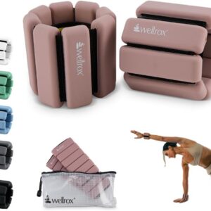 Wellrox Weighted Bangles – Adjustable Ankle and Wrist Weights for Women & Men – Set of Ankle Weights 2 lbs (1 lb Each Wrist Weight) | Weighted Arm Bands for Pilates, Yoga, Running & Walking