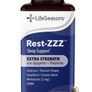 Rest-ZZZ Extra Strength - Sleep Support Supplement - Fall Asleep & Stay Asleep - Calms Nervous System - Naturally Ease Muscle Tension & Restlessness - Low Dose Melatonin GABA & Chamomile - 60 Capsules
