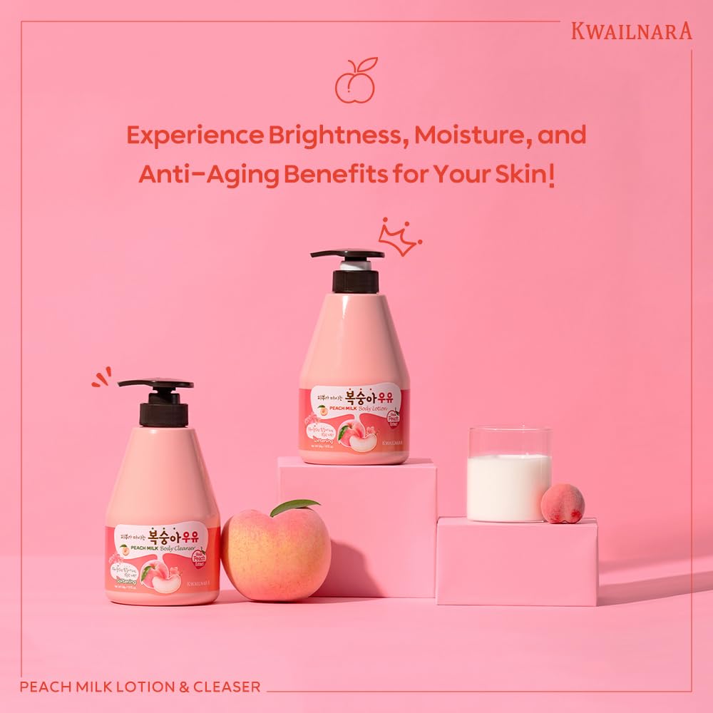 WELCOS KWAILNARA Peach Milk Body Lotion (19.75 Fl Oz) – Korean Body Lotion for Smooth & Soft Skin | Milk Protein, Royal Jelly, & Peach Extract for Radiant Skin | Paraben-Free & Non-Greasy - Image 2