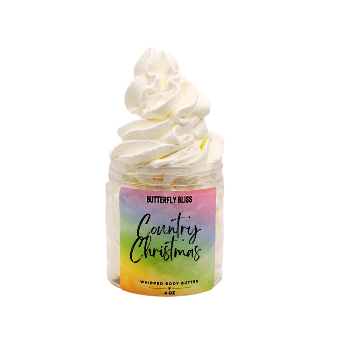 Country Christmas Whipped Body Butter – Bayberry, Cranberry & Apple Holiday Scent – Ultra Moisturizing Shea & Mango Butter – Handmade Winter Skincare – 8 oz Jar - Image 2