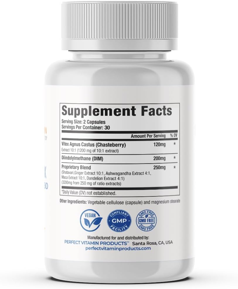 Vitex Max DIM + Shatavari – Hormone Balance & Menopause Support for Women – Vegan Blend with Adaptogens for Mood, Cycle & Stress Relief – 4600mg - 60 Capsules - Image 8