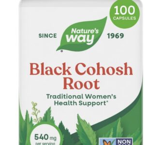 Nature's Way Herbs Black Cohosh Root Capsules, Traditional Women’s Herbal Supplement*, Cimicifuga Racemosa Root, Non-GMO Project Verified, Vegan Capsules, 100 Count