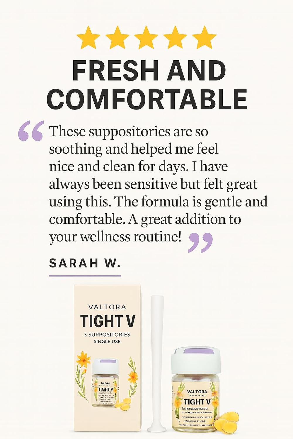 Tight V Plant-Based Feminine Wellness Suppositories, pH-Friendly Intimate Care, Refresh & Cleanse, 3-Day Support - Image 6