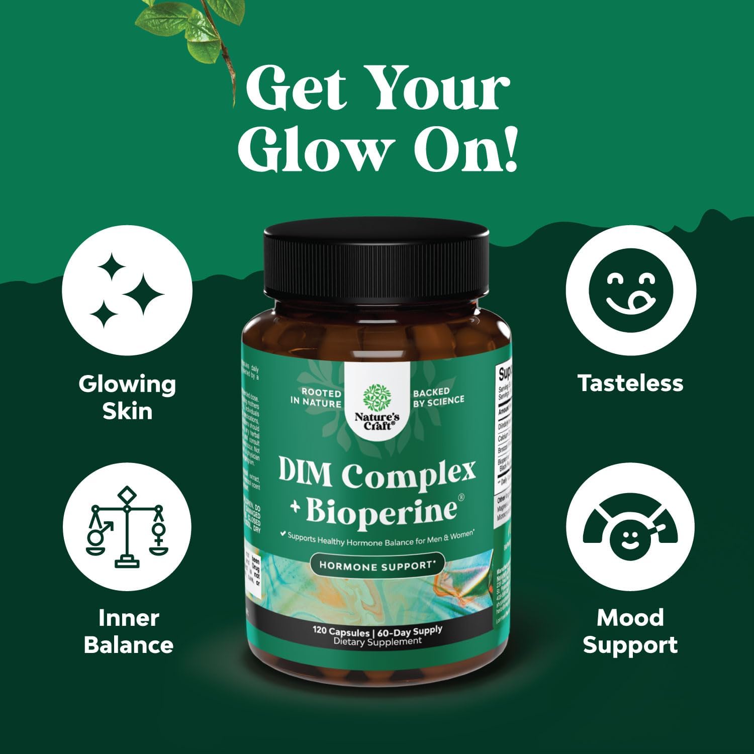 Extra Strength DIM Supplement for Men & Women - DIM + Bioperine Complex for Hormone Balance - Diindolylmethane with Calcium D-Glucarate & Broccoli Florets for Radiant Skin & Mood Support - 120 Count - Image 4