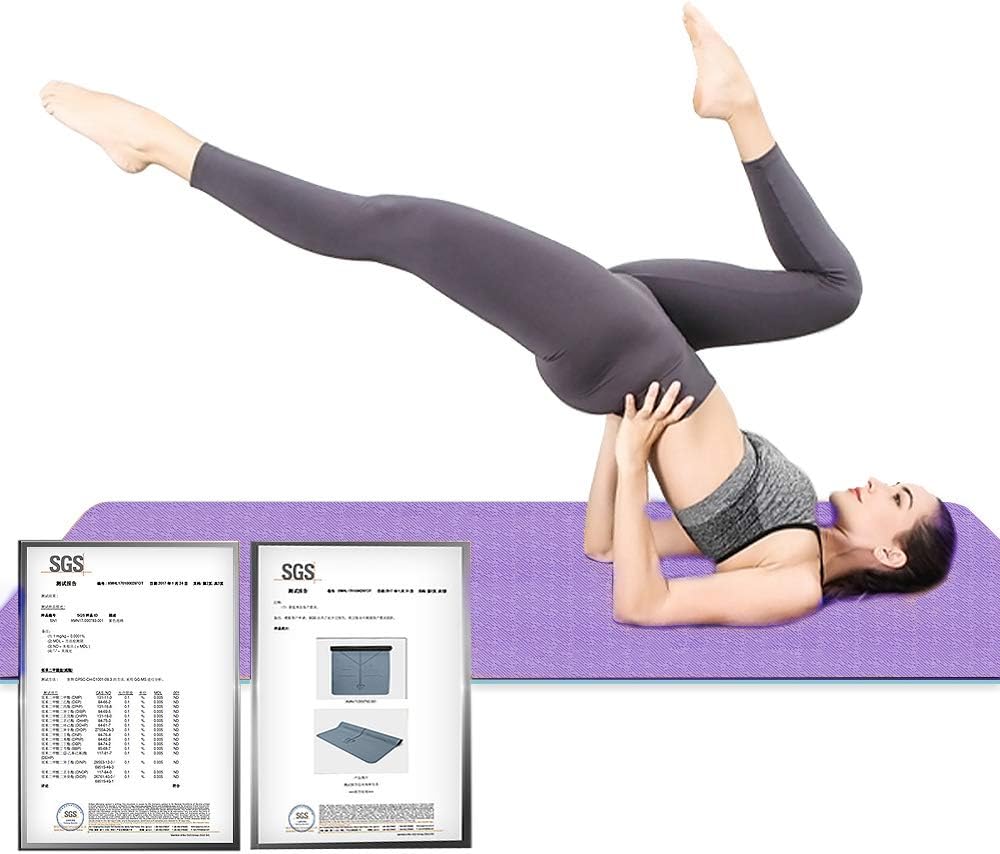 Hatha Yoga Extra Thick TPE Yoga Mat - 72"x 32" Thickness 1/2 Inch -Eco Friendly SGS Certified - With High Density Anti-Tear Exercise Bolster For Home Gym Travel & Floor Outside - Image 2
