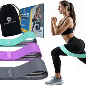 Desire Deluxe Premium Resistance Bands Set – Fabric Stretch Bands for Strength Training, Physical Therapy, Pilates & Yoga, Non-Slip Workout Bands for Men & Women (3 Pack)