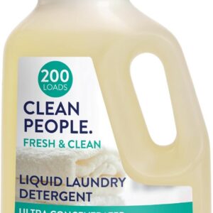 The Clean People Liquid Laundry Detergent - Recyclable Packaging, Stain Fighting - Ultra Concentrated, Laundry Soap - Fresh Scent, 200 Loads