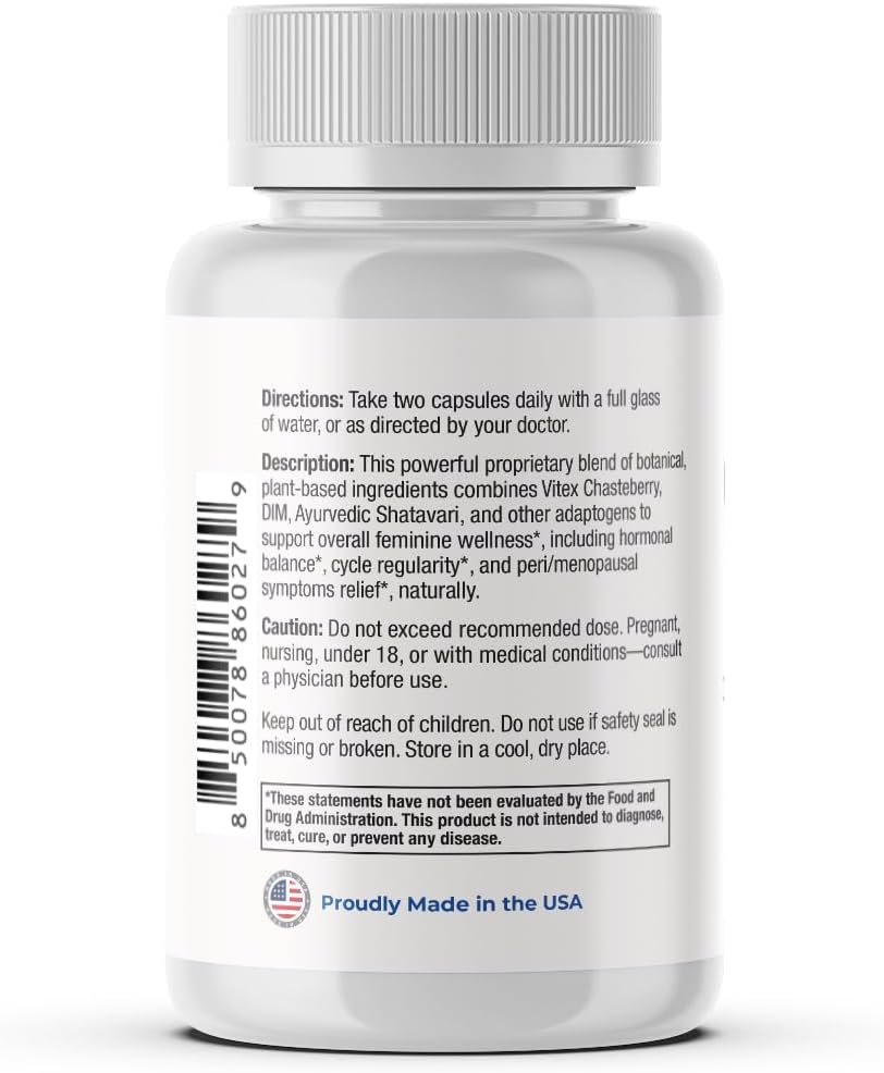 Vitex Max DIM + Shatavari – Hormone Balance & Menopause Support for Women – Vegan Blend with Adaptogens for Mood, Cycle & Stress Relief – 4600mg - 60 Capsules - Image 7