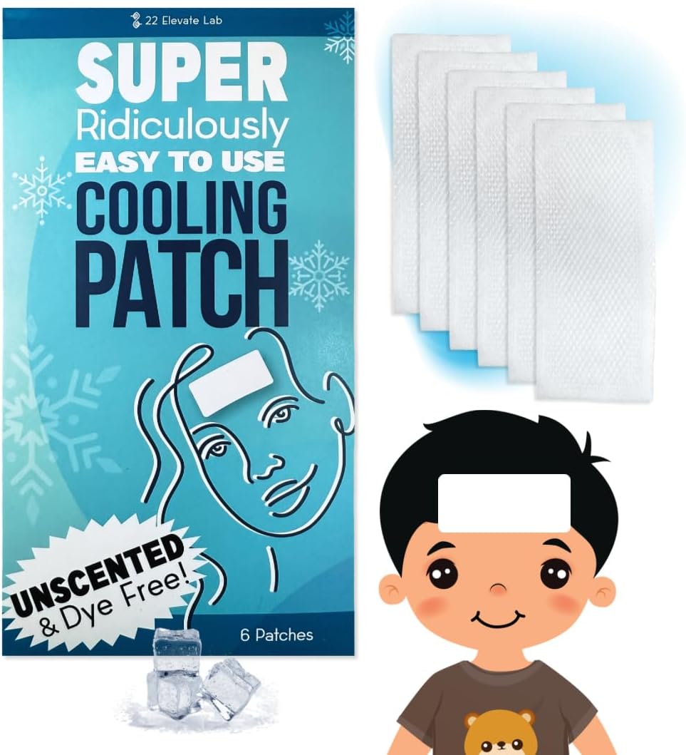 Unscented and Dye Free - 22 Elevate Lab Cooling Patches – Portable Soft Gel Pads for Refreshing Comfort & Temperature Relief – Air-Activated Reusable Design – 6 Count
