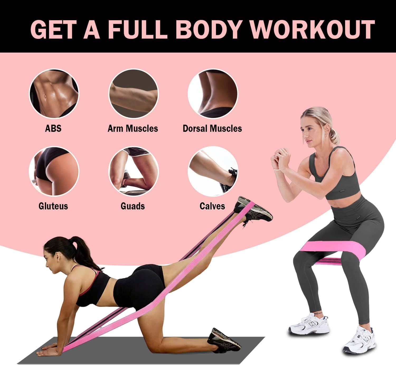 KANGFITER Long and Short Fabric Resistance Bands with Door Anchor, Non-Slip Stretch Booty Bands for Working Out Women & Men, Loop Exercise Elastic Bands for Home Physical Therapy Yoga Pilates - Image 4