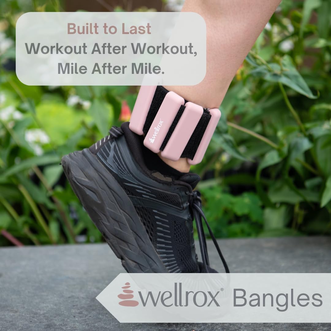 Wellrox Weighted Bangles – Adjustable Ankle and Wrist Weights for Women & Men – Set of Ankle Weights 2 lbs (1 lb Each Wrist Weight) | Weighted Arm Bands for Pilates, Yoga, Running & Walking - Image 6