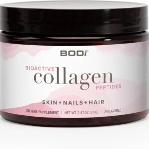 BODi Bioactive Collagen Peptides Powder, Collagen Type I & III for Skin, Hair and Nail Health, Gluten-Free Supplement for Women - Hydrolyzed Collagen, Unflavored, 2.47 oz, 28 Servings