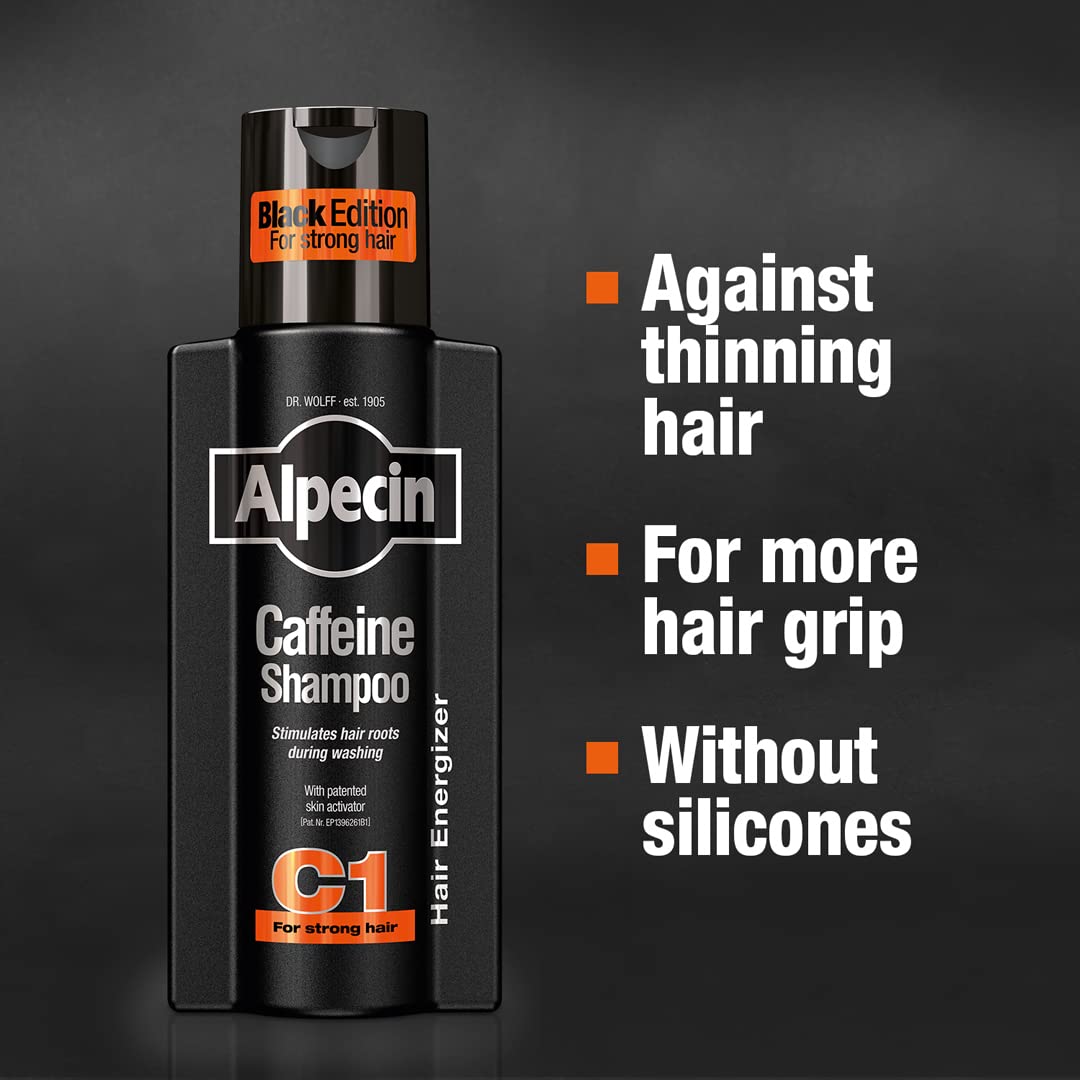 Alpecin Caffeine Shampoo C1 Black Edition with Bold Fragrance 8.45 oz I Hair Performance Enhancer Promotes Natural Hair Growth and Thickness I Energizes Scalp - Image 2