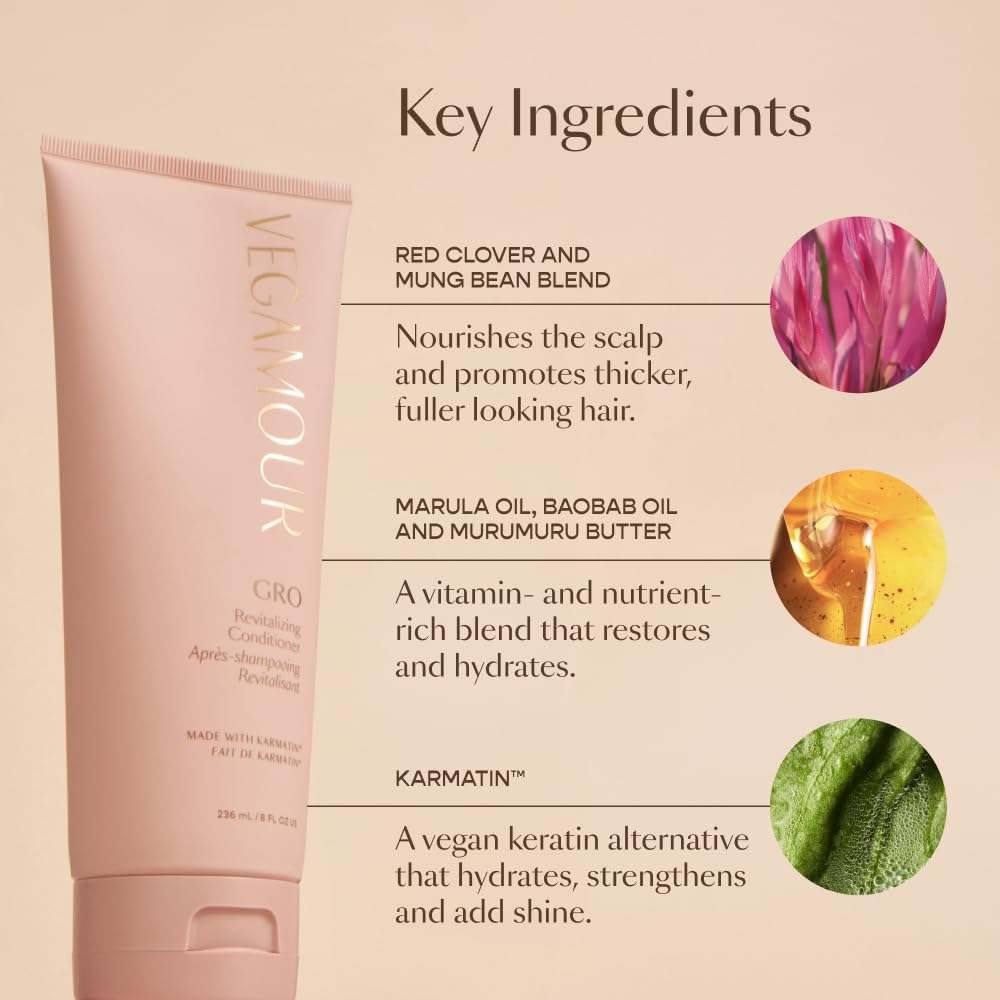 VEGAMOUR GRO Revitalizing Conditioner | Smooths, Strengthens and Adds Shine to Thinning Hair | Clean, Vegan, Cruelty-Free, Clinically Proven and Color Safe - Image 6