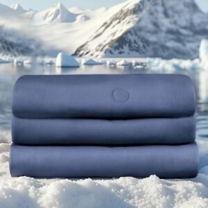 Cooling Comforter Full/Queen Size with Tencel™ Fill, Cooling Blankets for Hot Sleepers & Night Sweats，Double-Sided Cold Blanket All Season Breathable Lightweight Duvet, 90x90 Inches, Blue