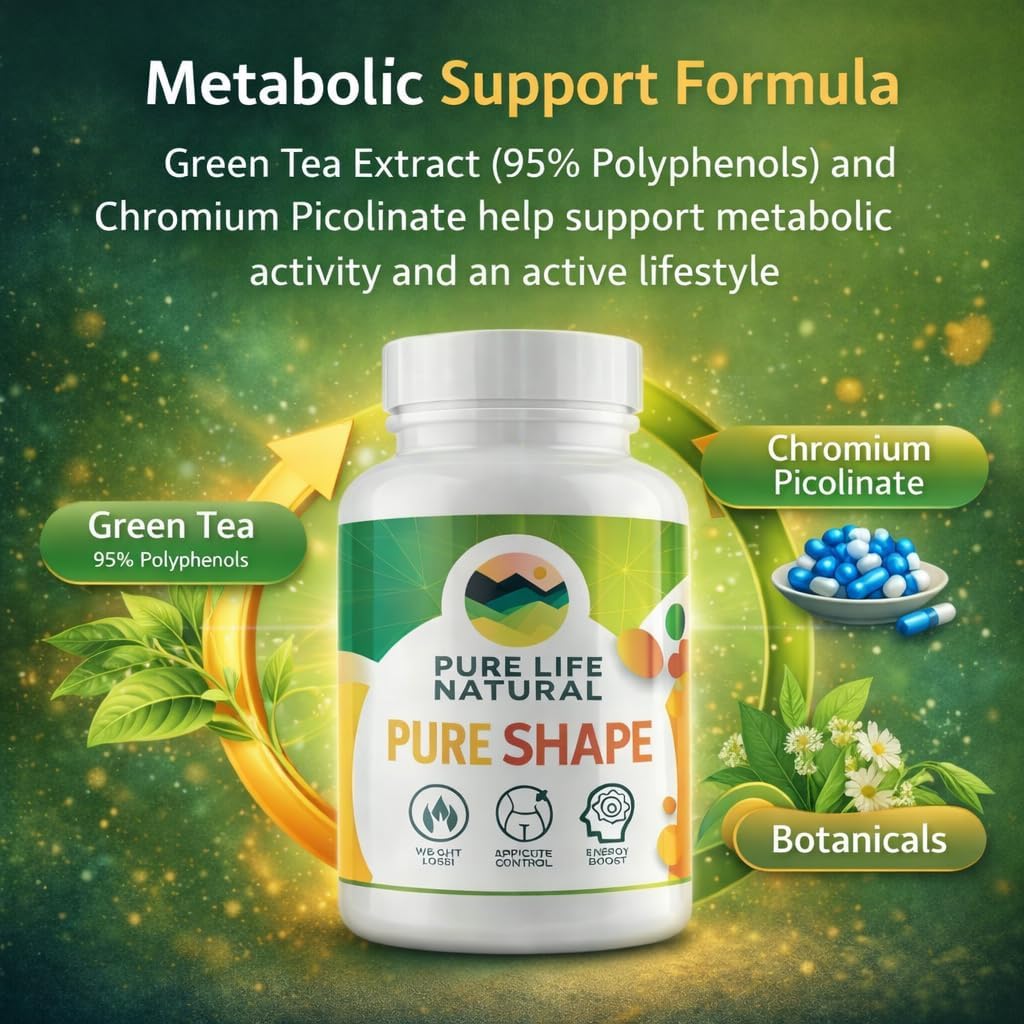 Pure Shape – Energy & Metabolism Support Supplement with Caffeine, L-Theanine & Green Tea Extract – Appetite Support Formula for Men & Women – 120 Capsules - By Haidy Cruz - Image 7