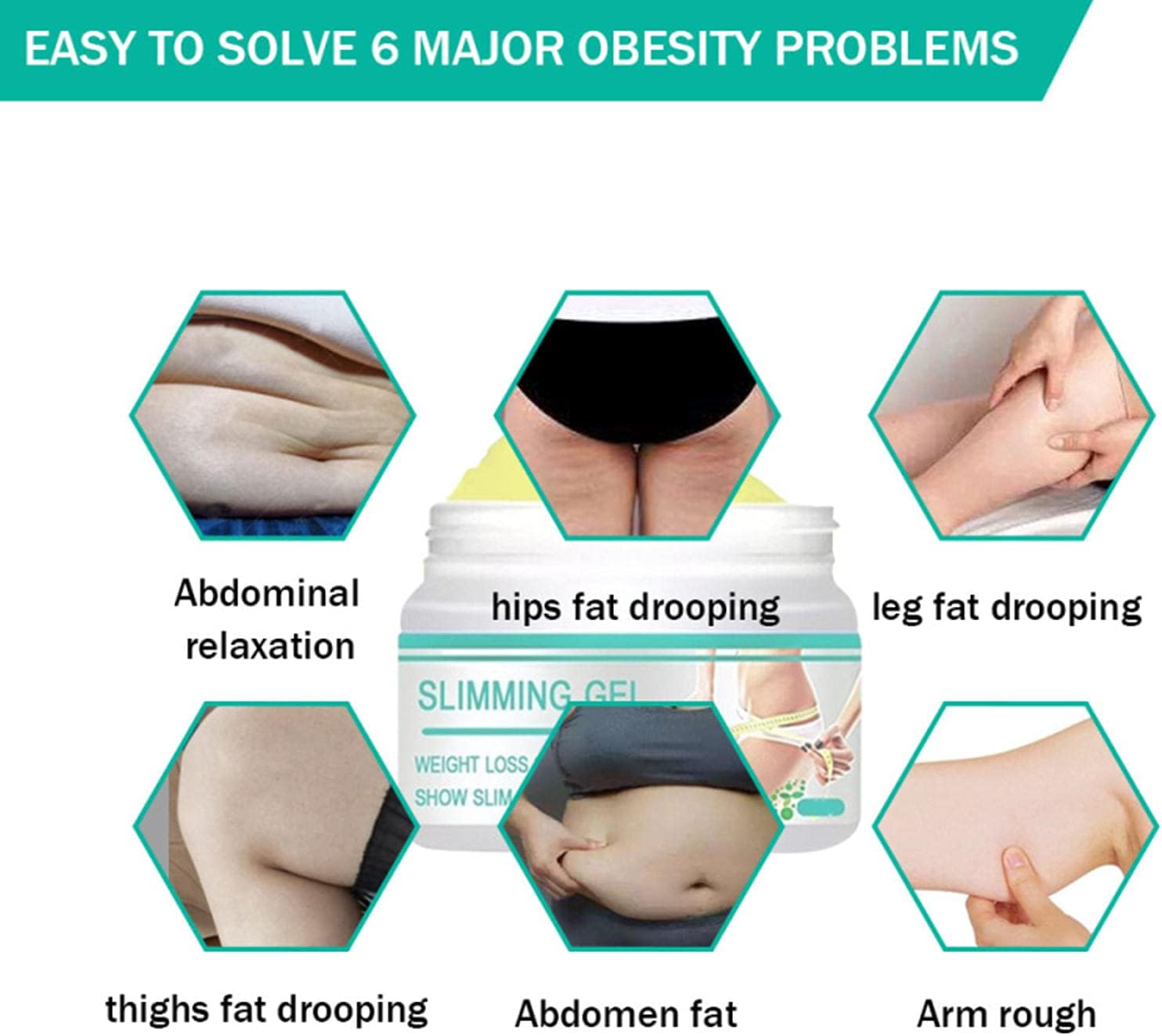 Slimming Cream, Navel Arm Leg Belly Ginger Fat Burning Cream, Weight Loss Skin Firming Moisturizing Massage Gel for Cellulite, Soothing, Relaxing, Tightening & Slimming (50g) - Image 6