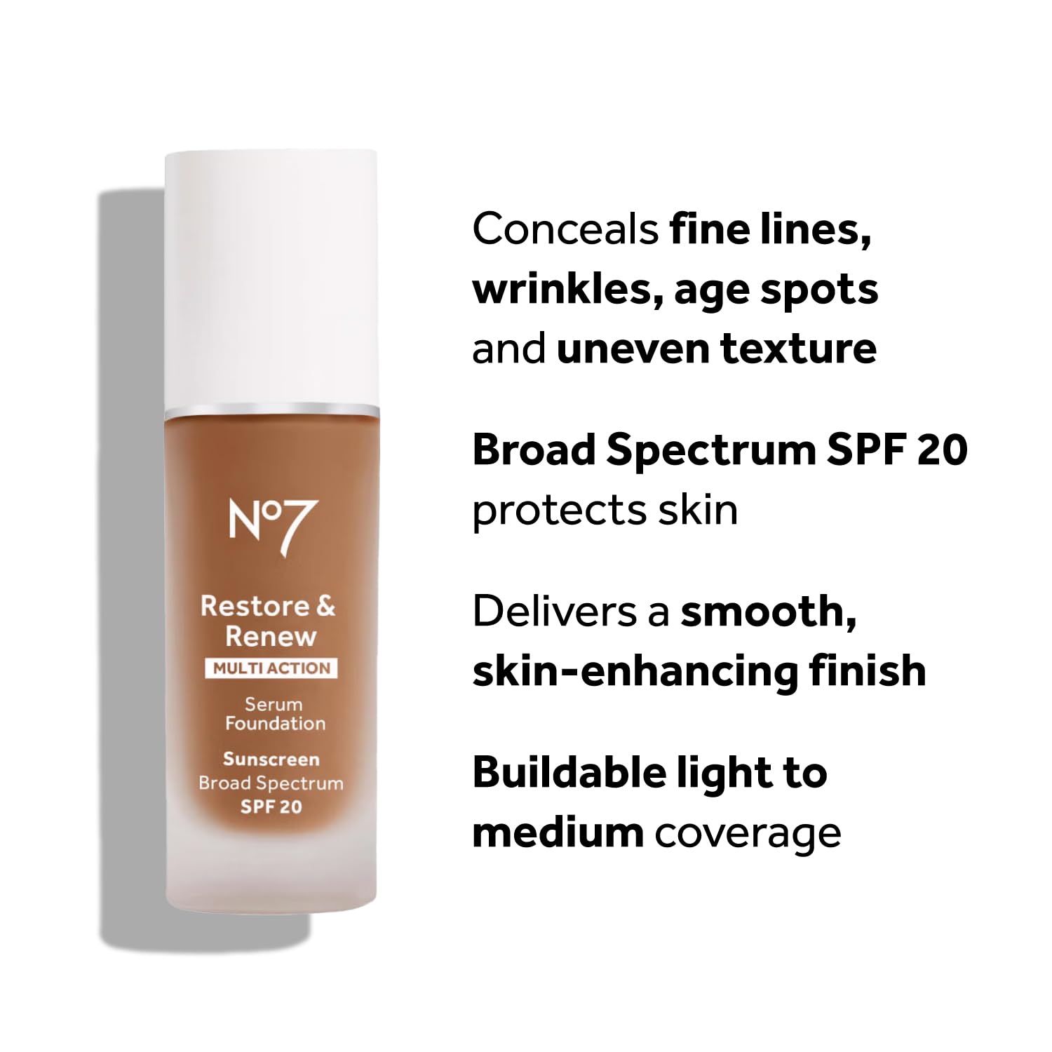 No7 Restore & Renew Multi Action Serum Foundation - Calico - Liquid Foundation Makeup with Vitamin C, Vitamin E & Collagen for Face - Beauty Skin Serum Formula with Medium Coverage (30ml) - Image 4