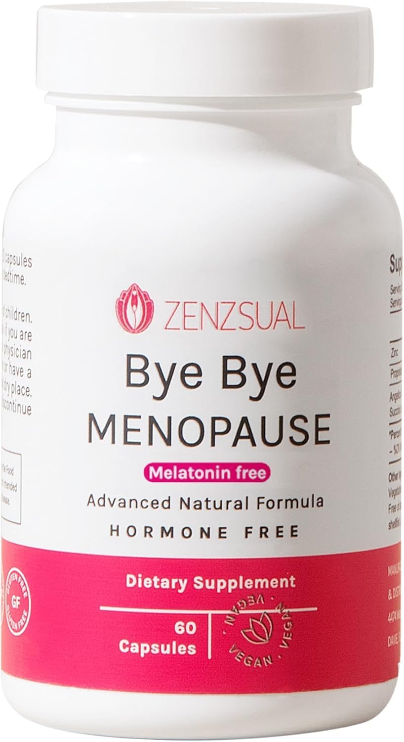 ZENZSUAL Bye Bye Menopause Supplements for Women –Natural Menopause Support for Hot Flashes,Night Sweats, Mood Swings & Hormone Balance–Melatonin-Free,Vegan,Estrogen-Free Formula – 120 Capsules