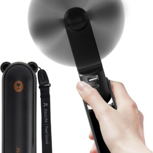 JISULIFE Handheld Fan 8 Plus: All-in-One Mini Fan with 37Hrs Cooling & 4500mAh PowerBank & Flashlight, USB Rechargeable, Portable Pocket Size for Travel, Makeup, Concert, Gifts for Women(Black)
