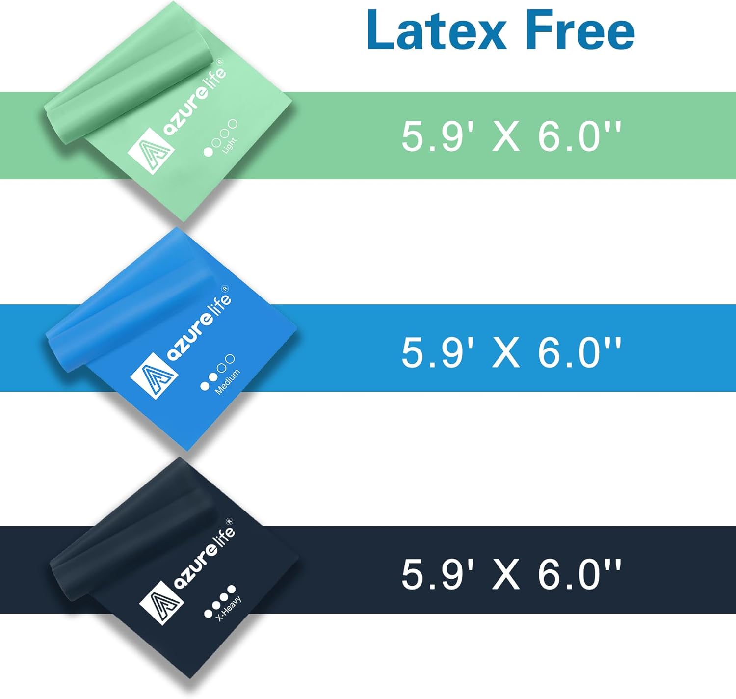 A AZURELIFE Resistance Bands,Professional Long Non-Latex Elastic Stretch Bands,Exercise Bands for Physical Therapy, Yoga, Pilates, Rehab, at-Home or The Gym Workouts, Strength Training - Image 3