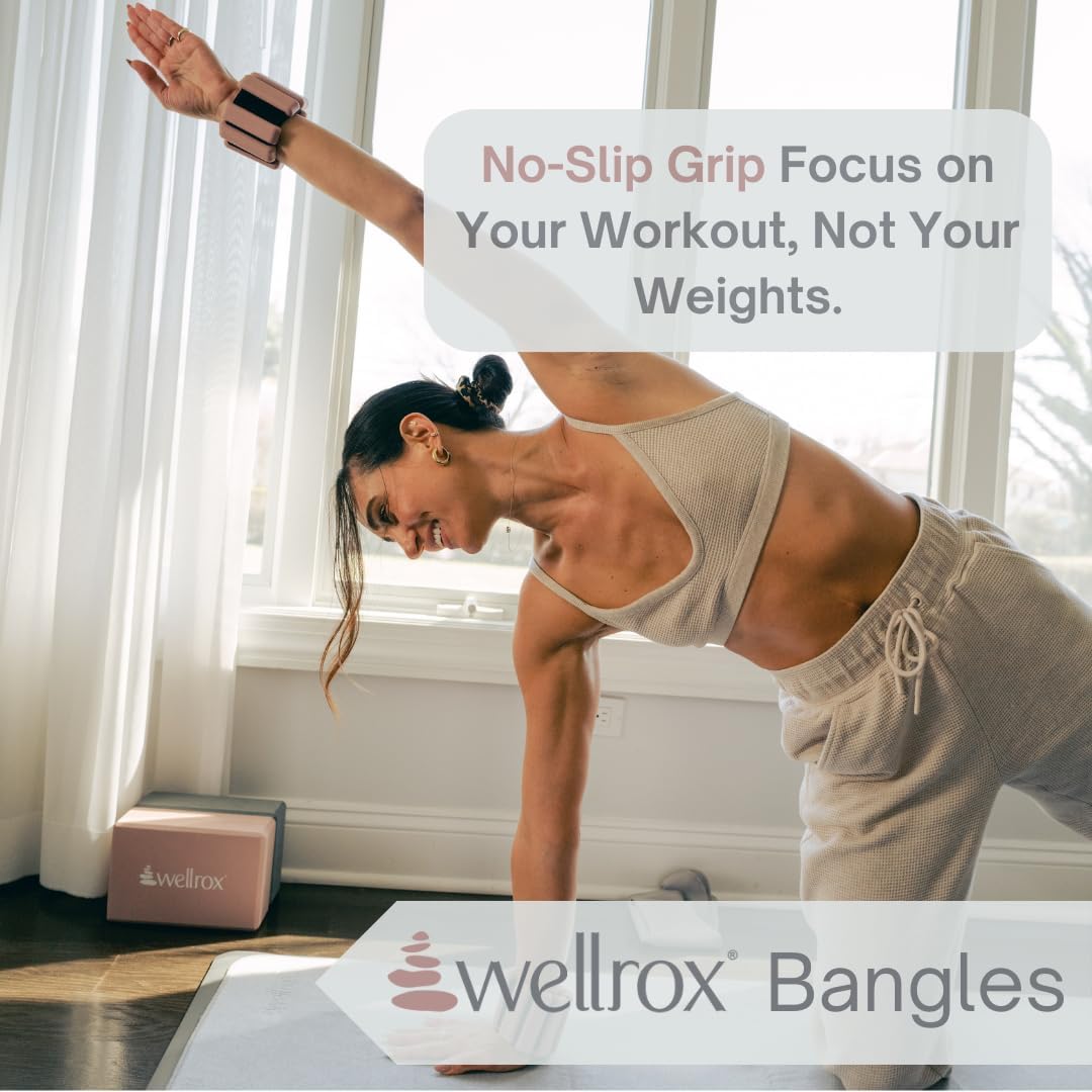 Wellrox Weighted Bangles – Adjustable Ankle and Wrist Weights for Women & Men – Set of Ankle Weights 2 lbs (1 lb Each Wrist Weight) | Weighted Arm Bands for Pilates, Yoga, Running & Walking - Image 5