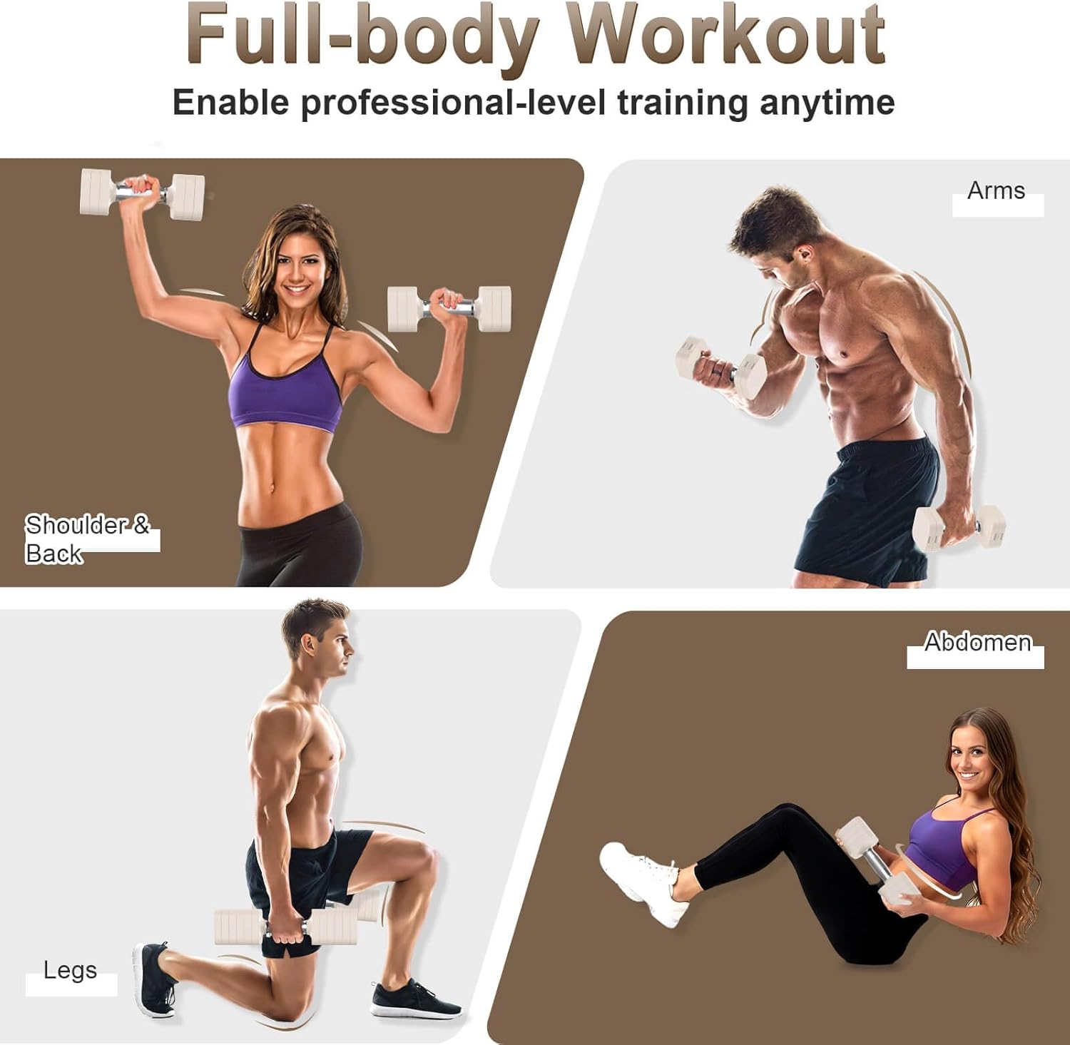 Hezeyferg 30.8LB Adjustable Dumbbell Set, Each Adjustable Weight Dumbbell with 6 Levels 4.4/6.6/8.8/11/13.2/15.4lb, Hand Weights Set for Men/Women Home Gym Exercise Workout - Image 6