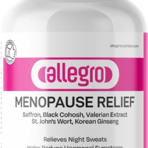 Allegro Menopause Relief Supplement, 60 Capsules, with Saffron, Black Cohosh, Valerian Extract, St. John's Wort, Korean Ginseng
