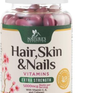 Hair Skin and Nails Vitamins for Hair Growth - Biotin 5000mcg Per Serving - Extra Strength Collagen, Argan Oil & Hyaluronic Acid - Best Beauty Supplement for Women & Men - USA Bottled - 120 Softgels