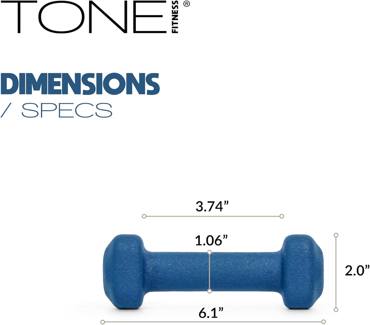 Tone Fitness Neoprene Dumbbell Weight Pairs with Anti-Roll Square Head | Multiple Options - Image 4