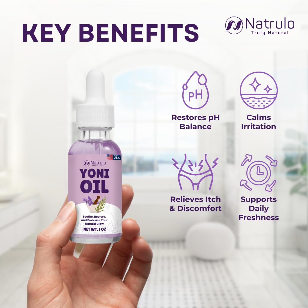 Yoni Oil – Natural Feminine Oil for Women, Odor Control, Dark Spots, Ingrown Hairs & Skin Brightening – pH Balanced, Moisturizing, Herbal Serum with Essential Oils – Intimate Vaginal Care, Made in USA - Image 3