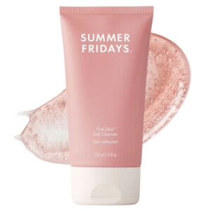 Summer Fridays Pink Dew Gel Facial Cleanser - pH-Balanced Foaming Gel Face Wash for Oily, Blemish-Prone + Sensitive Skin - Refreshing + Hydrating Gentle Face Cleanser for Soft, Radiant Skin (5 fl oz)