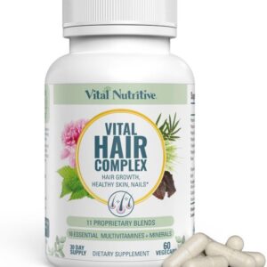 VITAL NUTRITIVE Vital Hair Complex – Biotin & Vitamin B Hair Vitamins for Women & Men – Supports Healthy Hair, Skin & Nails – Hormone-Free, Gluten-Free – Hair Supplement for Women & Men